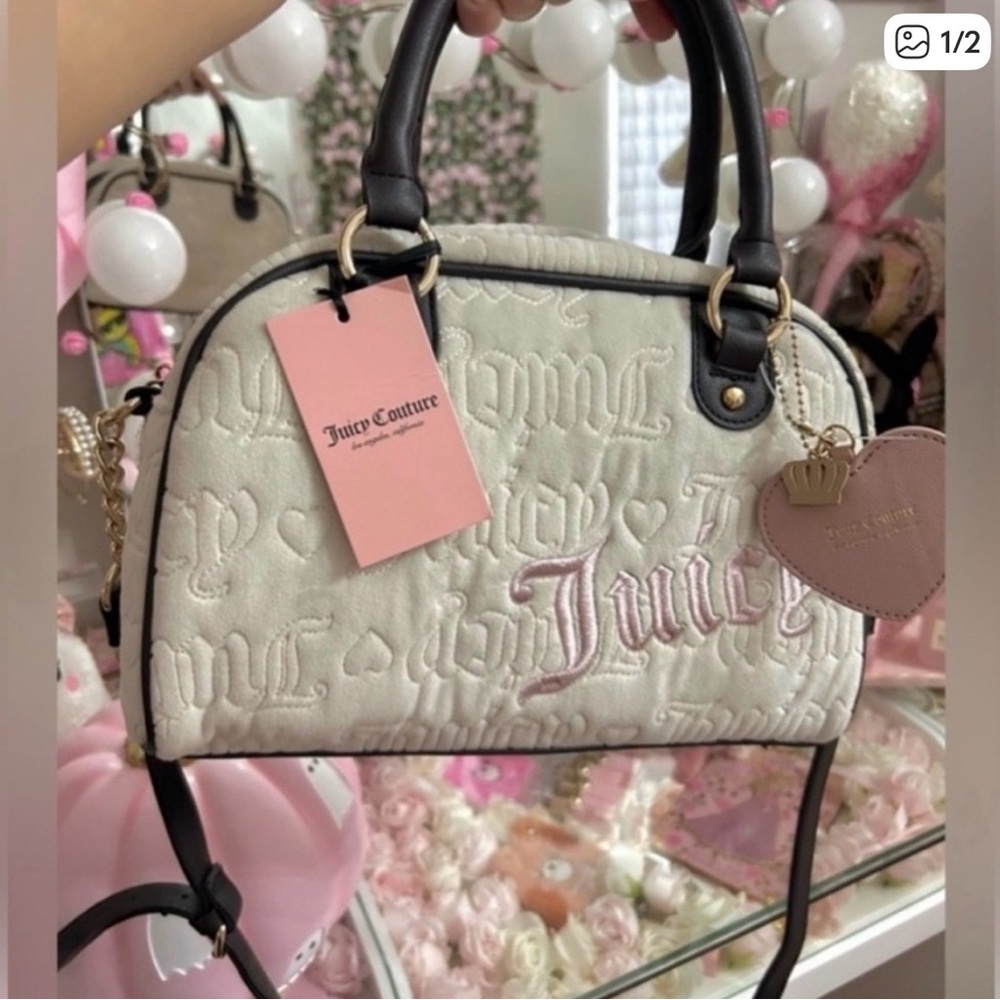 Juicy Couture White and Pink Quilted Handbag